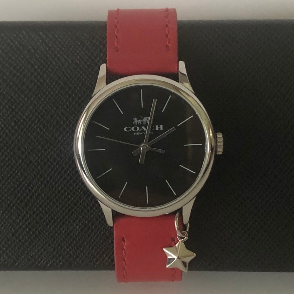 COACH Ruby Leather Strap Watch ( W1549) RED/BLACK